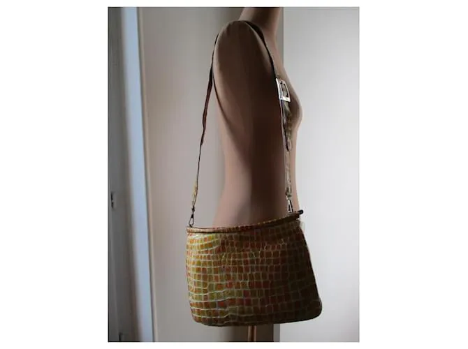 Lancel Saco/cubiertas de vinilo, efecto mosaico. Amarillo 