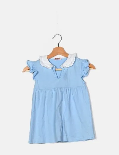 Lanidor Vestido azul detalle cuello