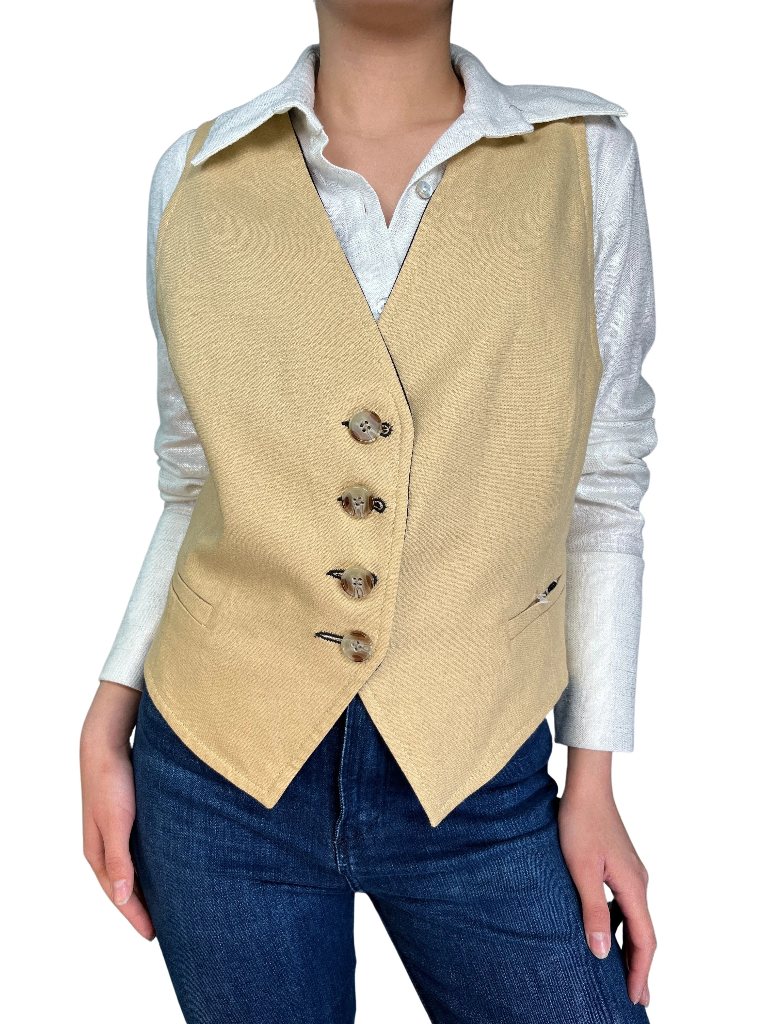 L'AUBE Gilet Lino Reversible