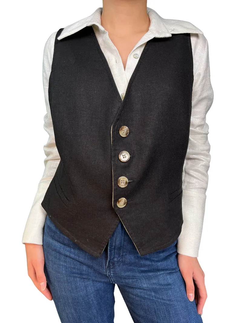 L'AUBE Gilet Lino Reversible