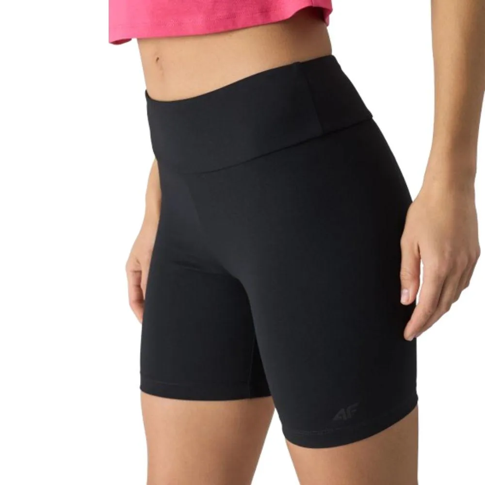 LEGGINGS CORTOS DE MUJER CON CINTURA ALTA 4F TTIGF151. Negro.