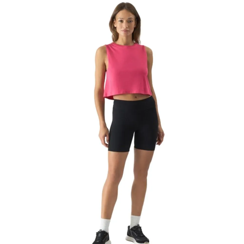 LEGGINGS CORTOS DE MUJER CON CINTURA ALTA 4F TTIGF151. Negro.