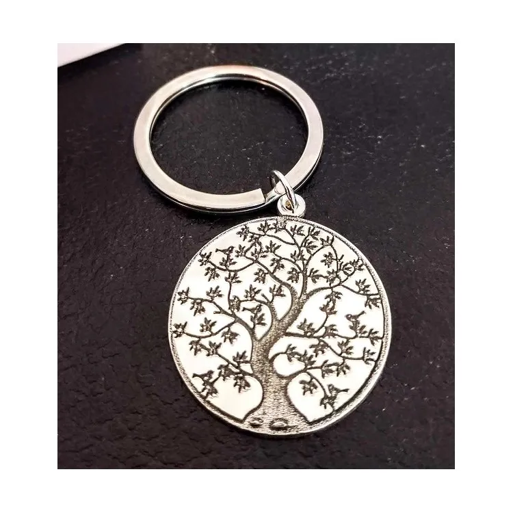 Llavero árbol de la vida  personalizado detrás en plata de ley