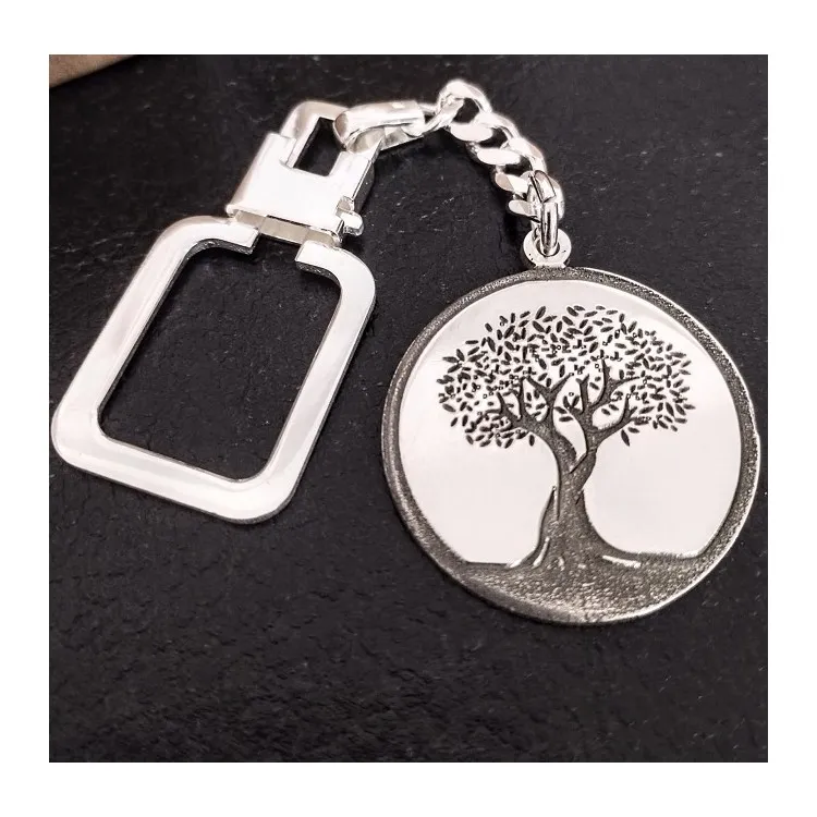 Llavero árbol de la vida  personalizado detrás en plata de ley