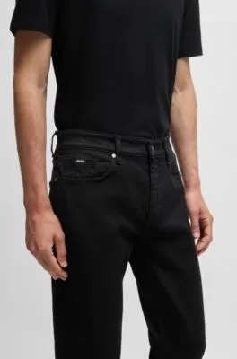 Maine Vaqueros regular fit de denim italiano negro supersuave
