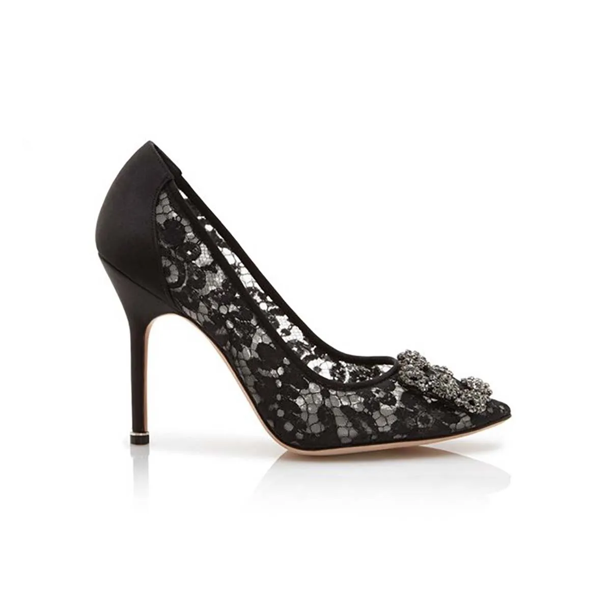 MANOLO BLAHNIK ZAPATOS DE TACóN CON HEBILLA Y ENCAJE HANGISI PARA MUJERNEGRO