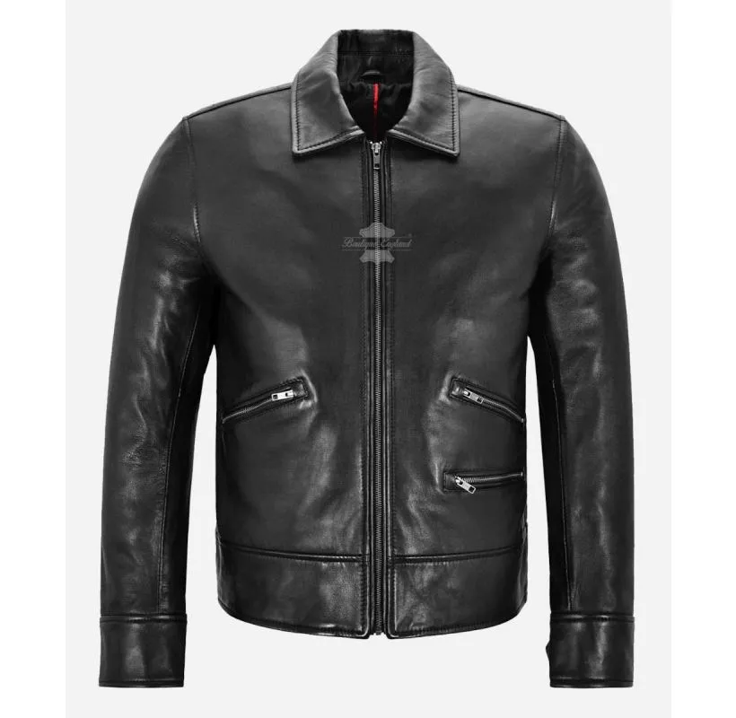 MARIBU 70'S STYLE Jacket Black Classic Men's Collared Jacket