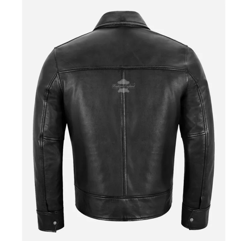 MARIBU 70'S STYLE Jacket Black Classic Men's Collared Jacket