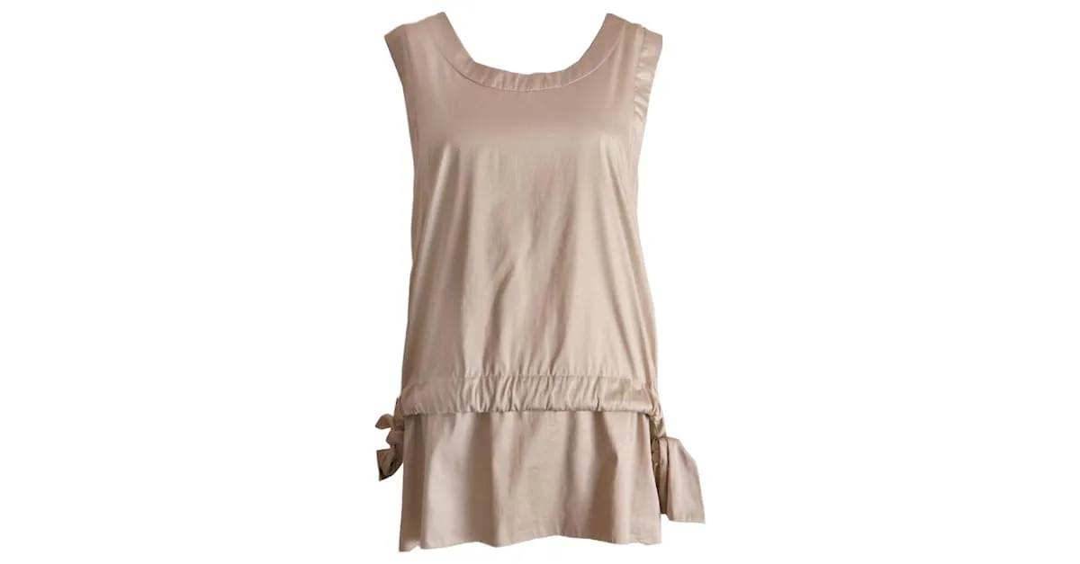 Marni, top beige con espalda abierta. Castaño 