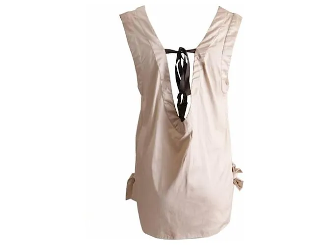 Marni, top beige con espalda abierta. Castaño 