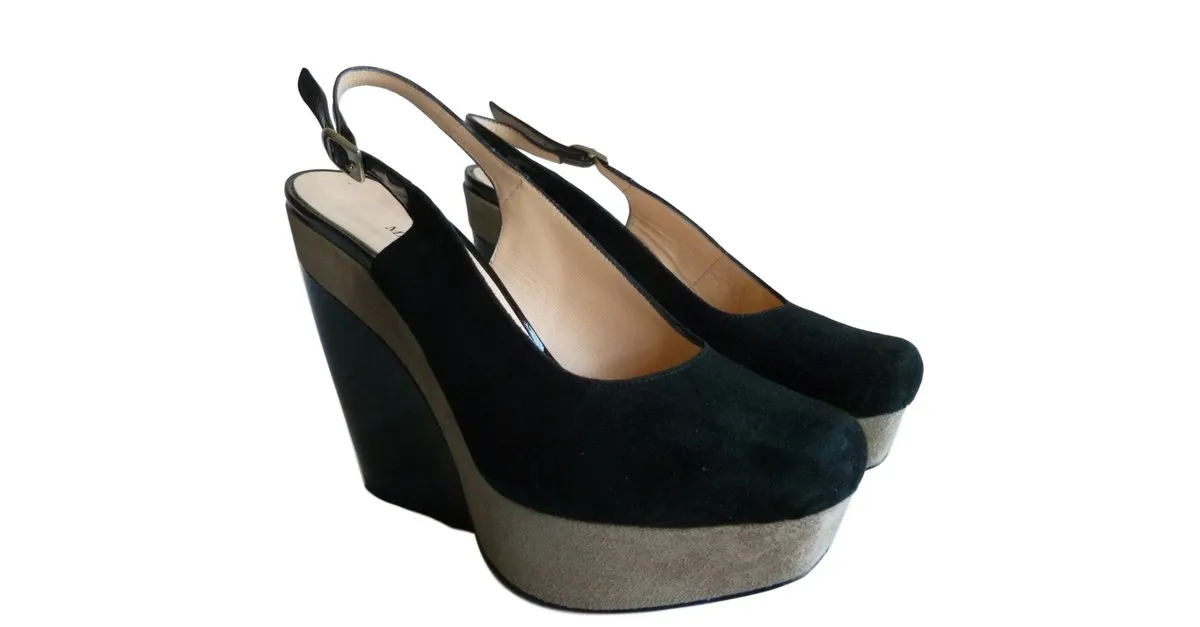 Max & Co escote de cuero genuino Negro Gris pardo 