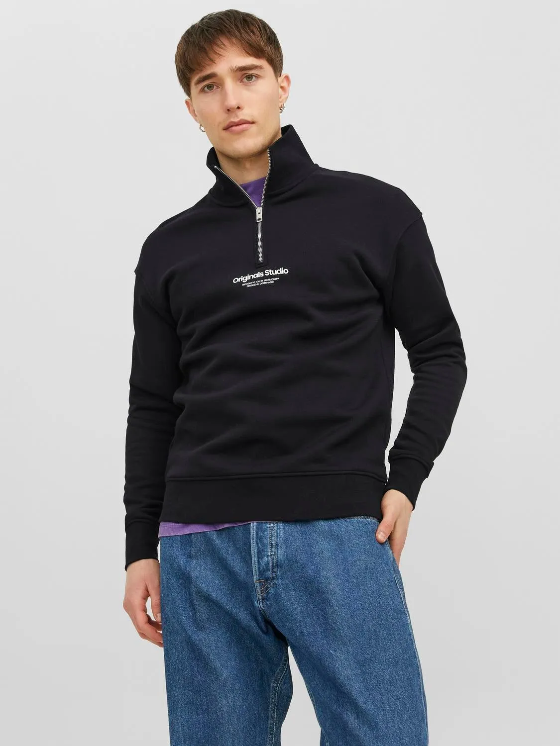 Media cremallera Con texto | Negro | Jack & Jones®