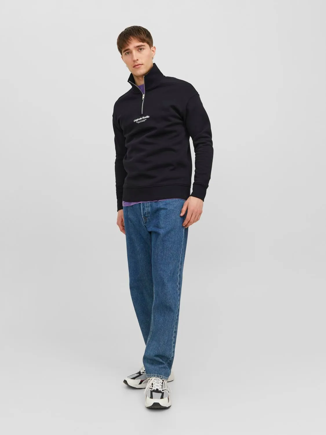 Media cremallera Con texto | Negro | Jack & Jones®