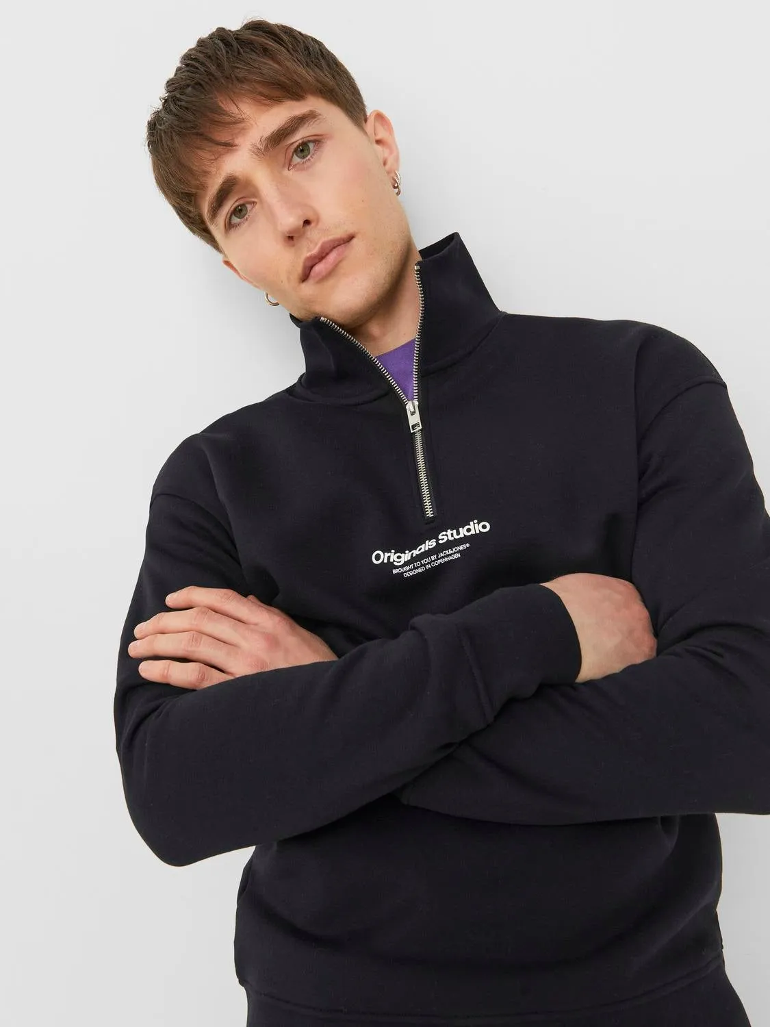 Media cremallera Con texto | Negro | Jack & Jones®