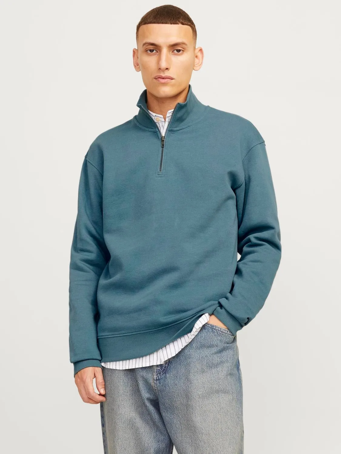 Media cremallera Liso | Azul intermedio | Jack & Jones®