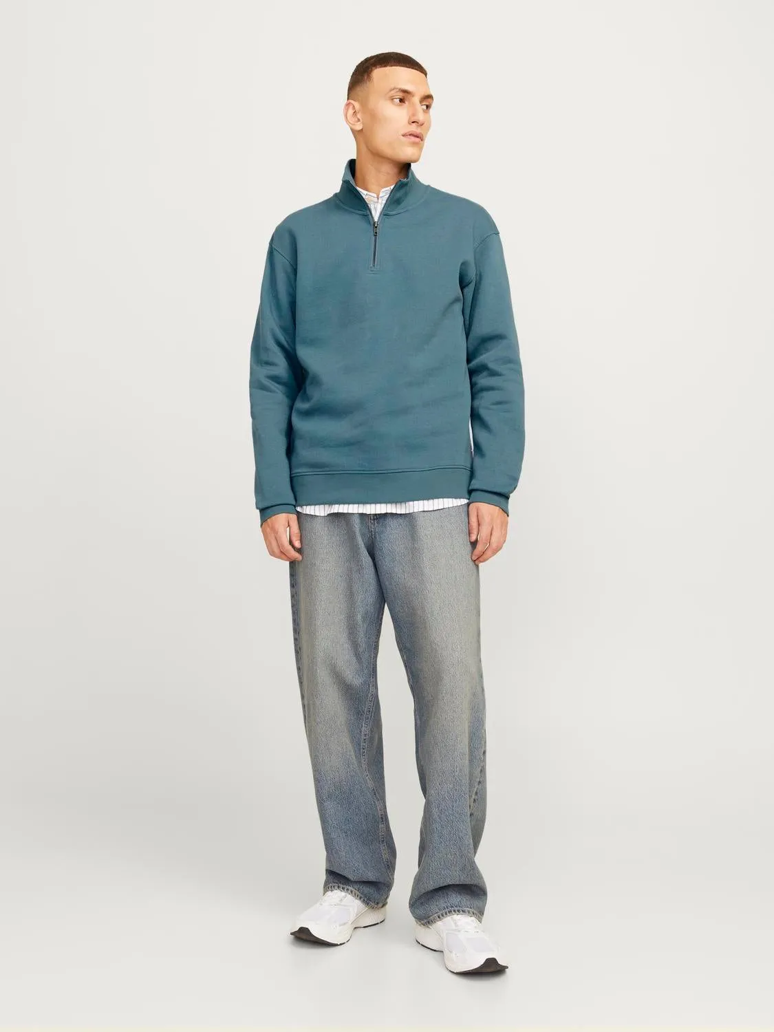Media cremallera Liso | Azul intermedio | Jack & Jones®