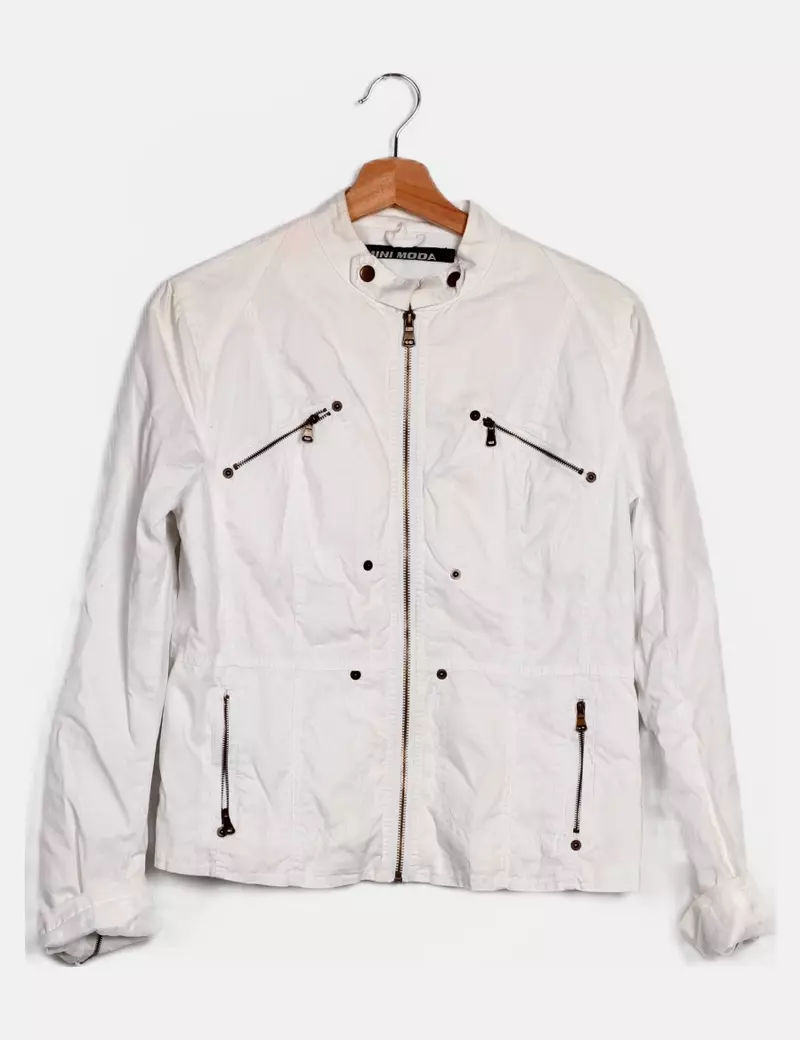 Mini Moda Chaqueta blanca cremallera