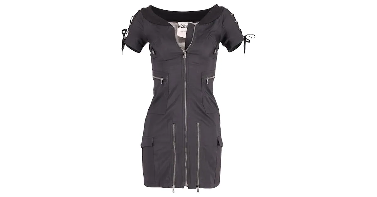 Minivestido con cremallera en viscosa negra de Moschino Negro 