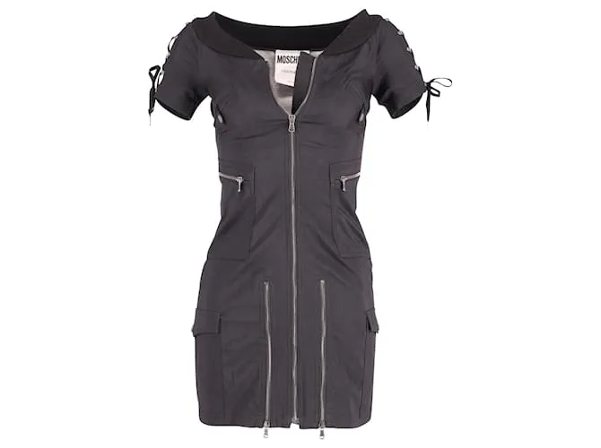 Minivestido con cremallera en viscosa negra de Moschino Negro 