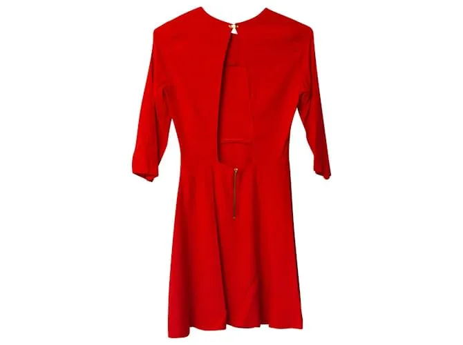 Minivestido con espalda abierta Sandro Requiem en viscosa roja 