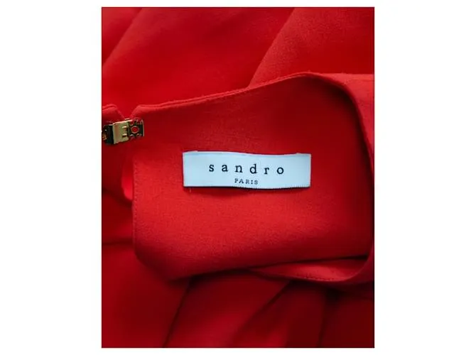 Minivestido con espalda abierta Sandro Requiem en viscosa roja 