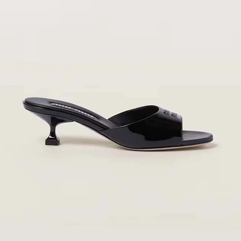 MIU MIU SANDALIAS MUJER CHAROL CON TACóN 45 MMNEGRO