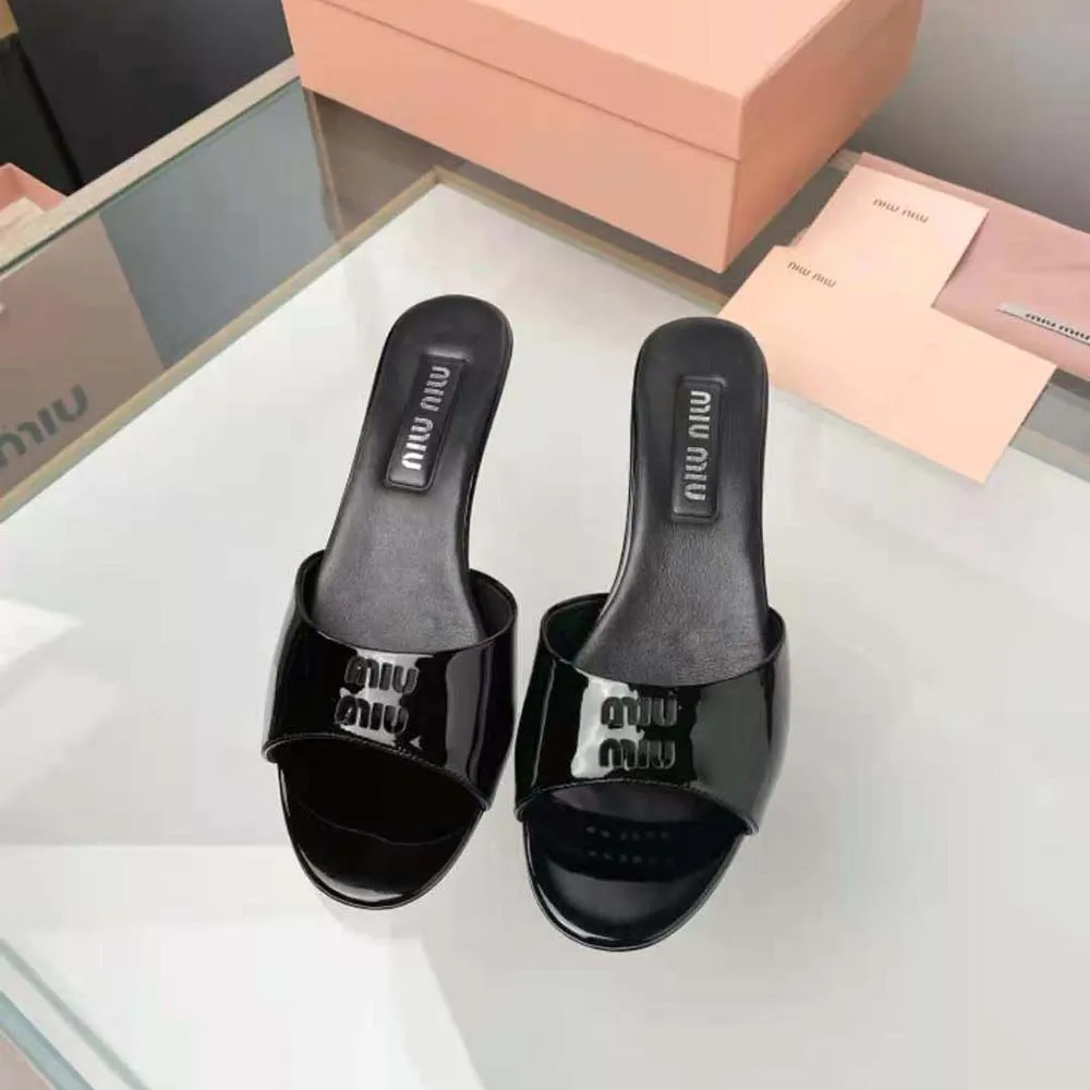 MIU MIU SANDALIAS MUJER CHAROL CON TACóN 45 MMNEGRO