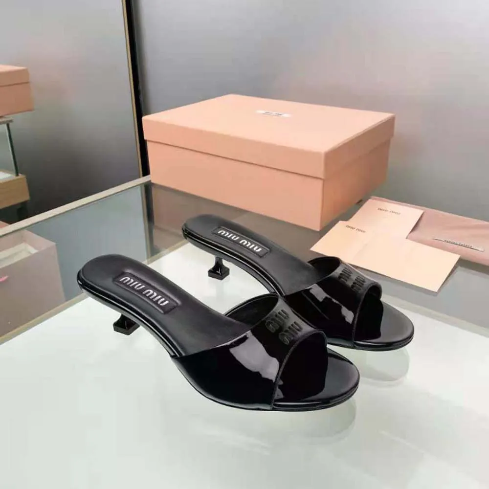 MIU MIU SANDALIAS MUJER CHAROL CON TACóN 45 MMNEGRO