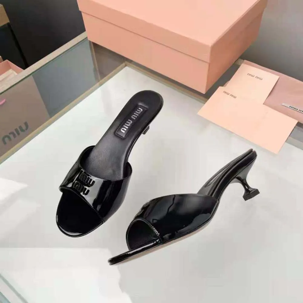 MIU MIU SANDALIAS MUJER CHAROL CON TACóN 45 MMNEGRO