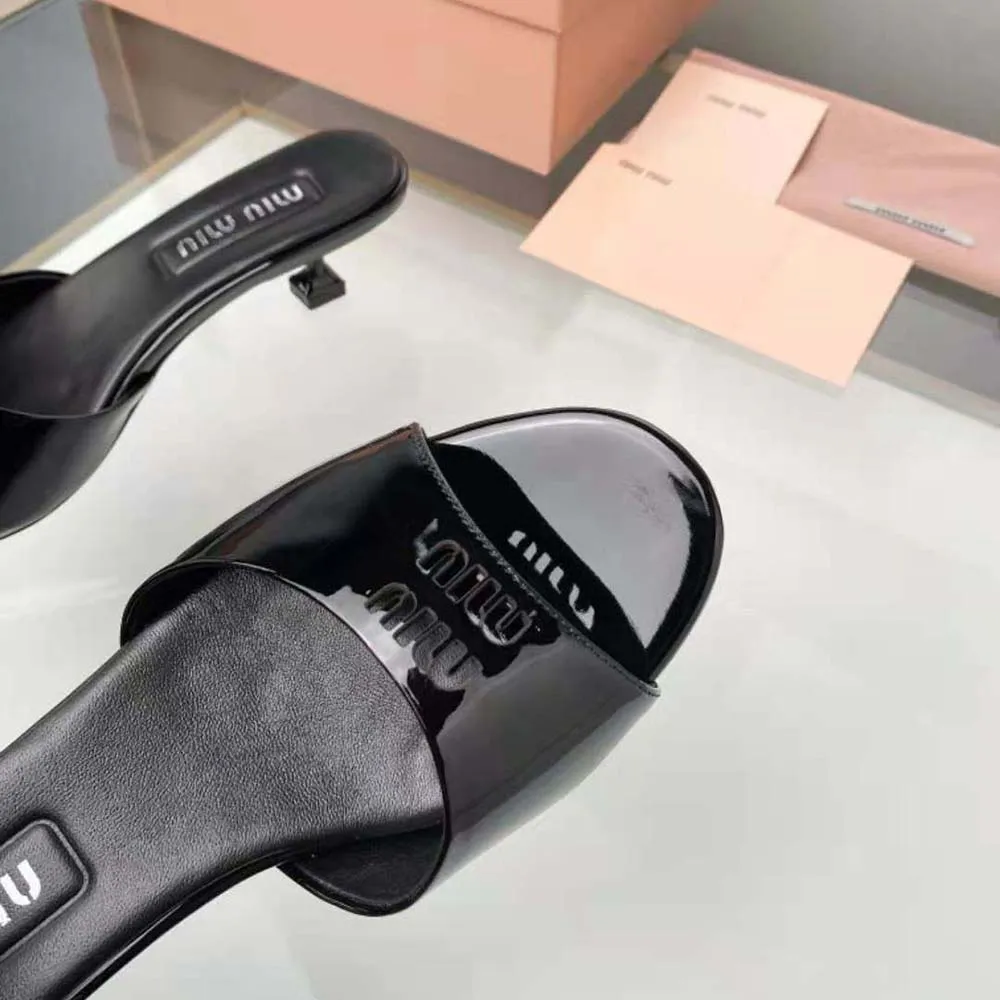 MIU MIU SANDALIAS MUJER CHAROL CON TACóN 45 MMNEGRO