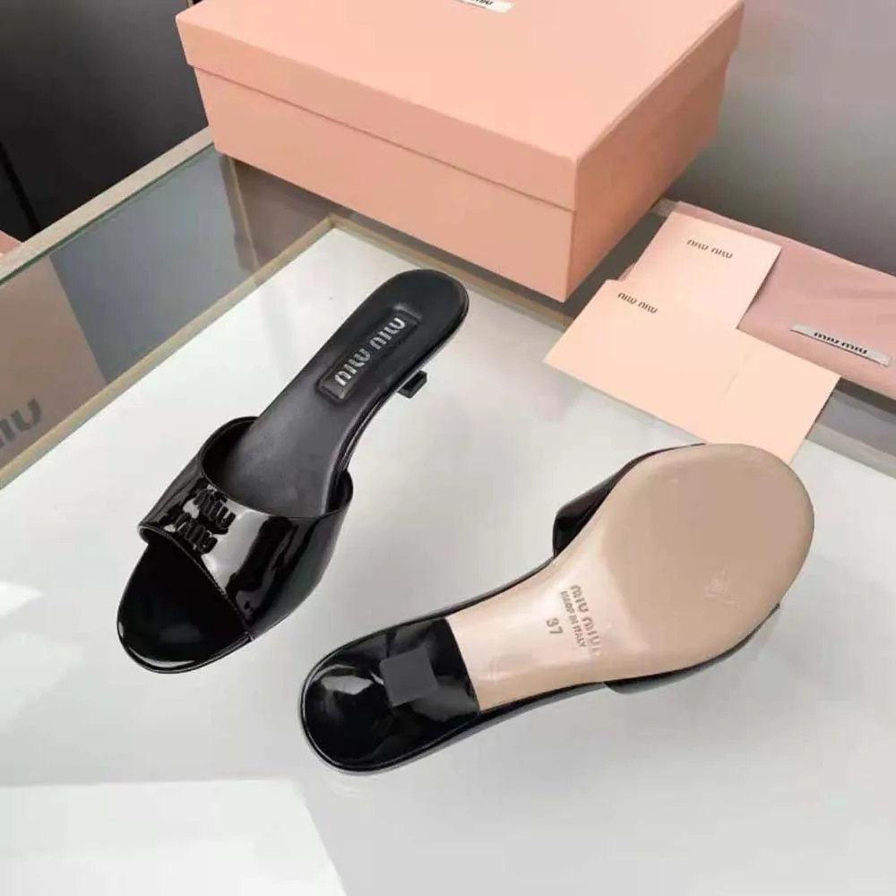 MIU MIU SANDALIAS MUJER CHAROL CON TACóN 45 MMNEGRO