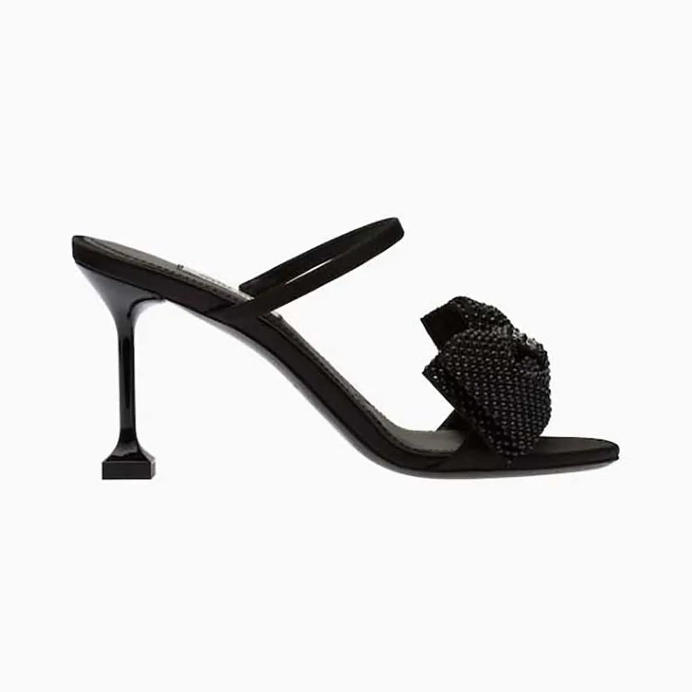 Miu Miu Sandalias Mujer Satén Lazo con Tacón 85 mm – Negro