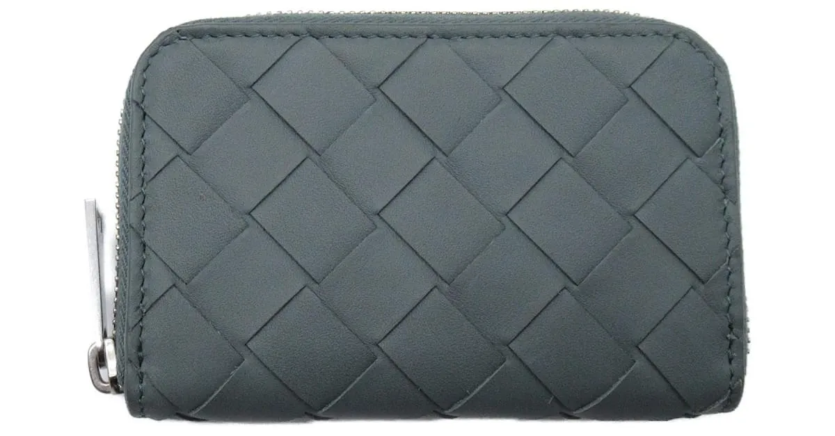 Monedero de cuero Intrecciato de Bottega Veneta Gris 