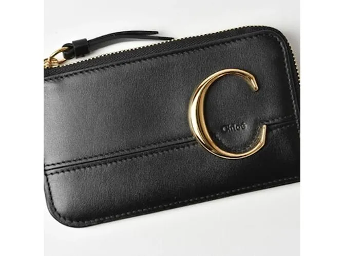 Monedero de cuero negro Chloé 