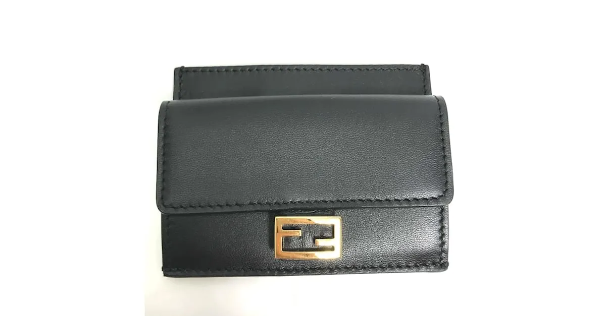 Monedero de cuero negro Fendi 