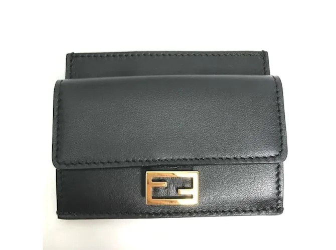 Monedero de cuero negro Fendi 