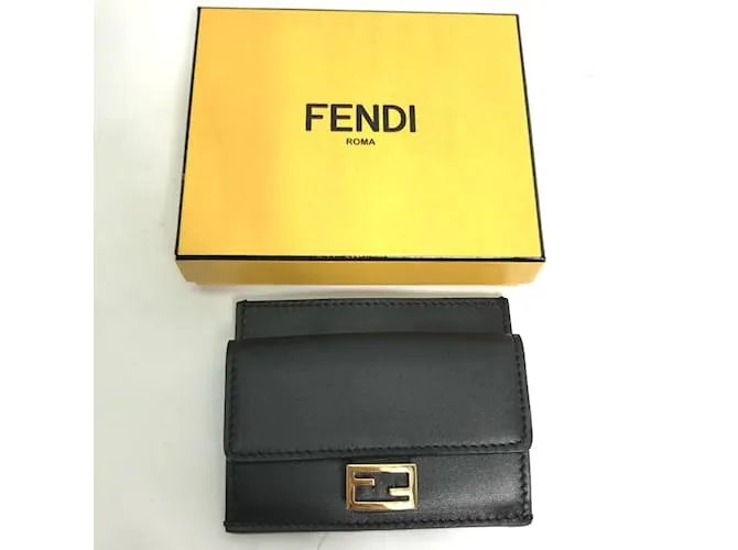 Monedero de cuero negro Fendi 