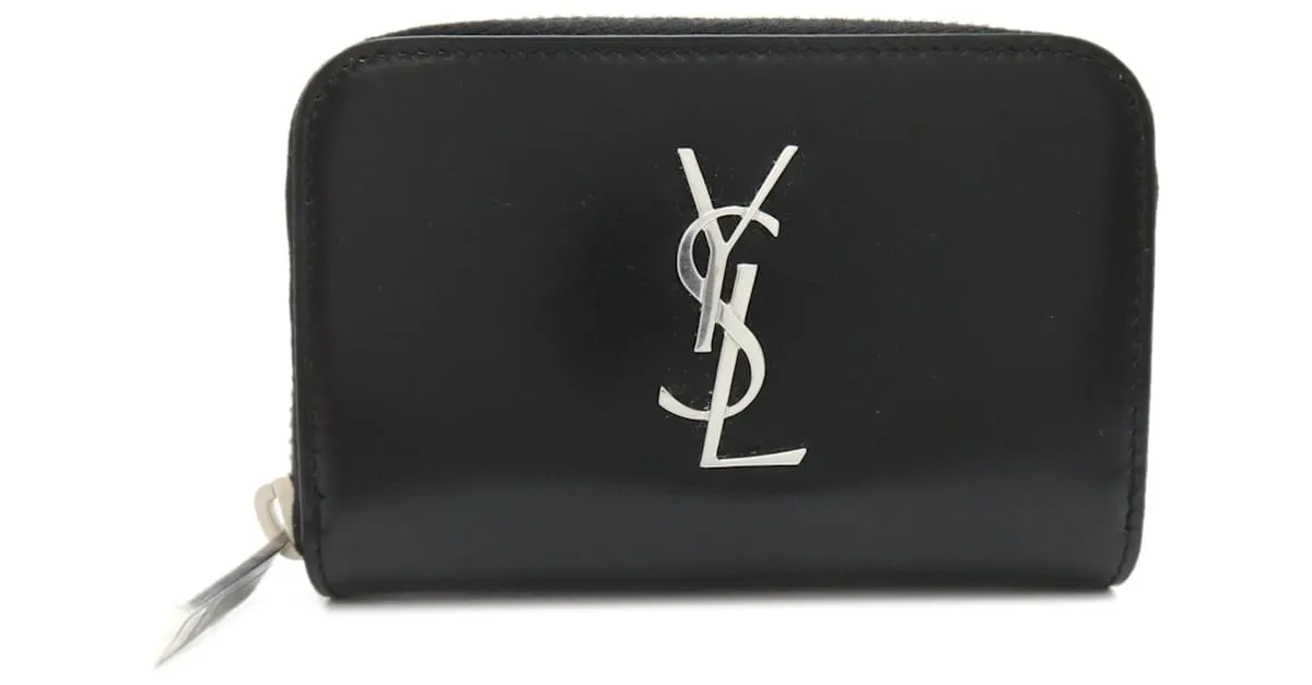 Monedero de cuero negro Saint Laurent 