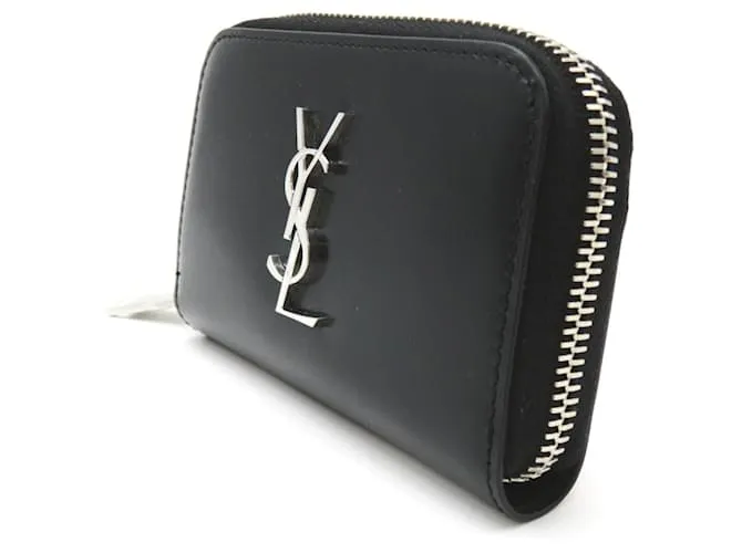 Monedero de cuero negro Saint Laurent 