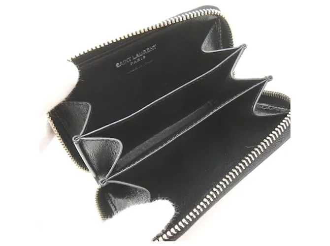 Monedero de cuero negro Saint Laurent 