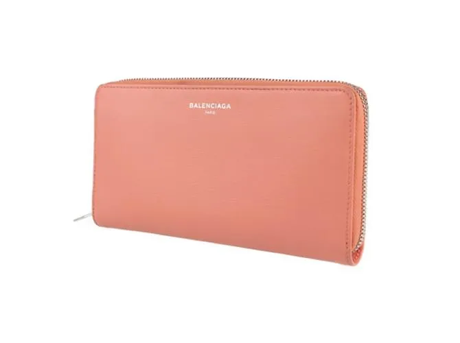 Monedero de cuero rosa salmón Balenciaga 