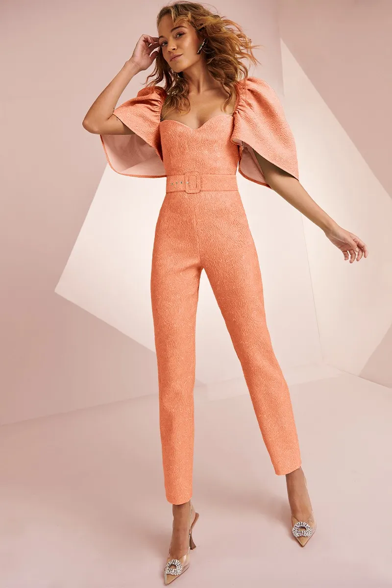 Mono brocado coral escote corazón Zoe