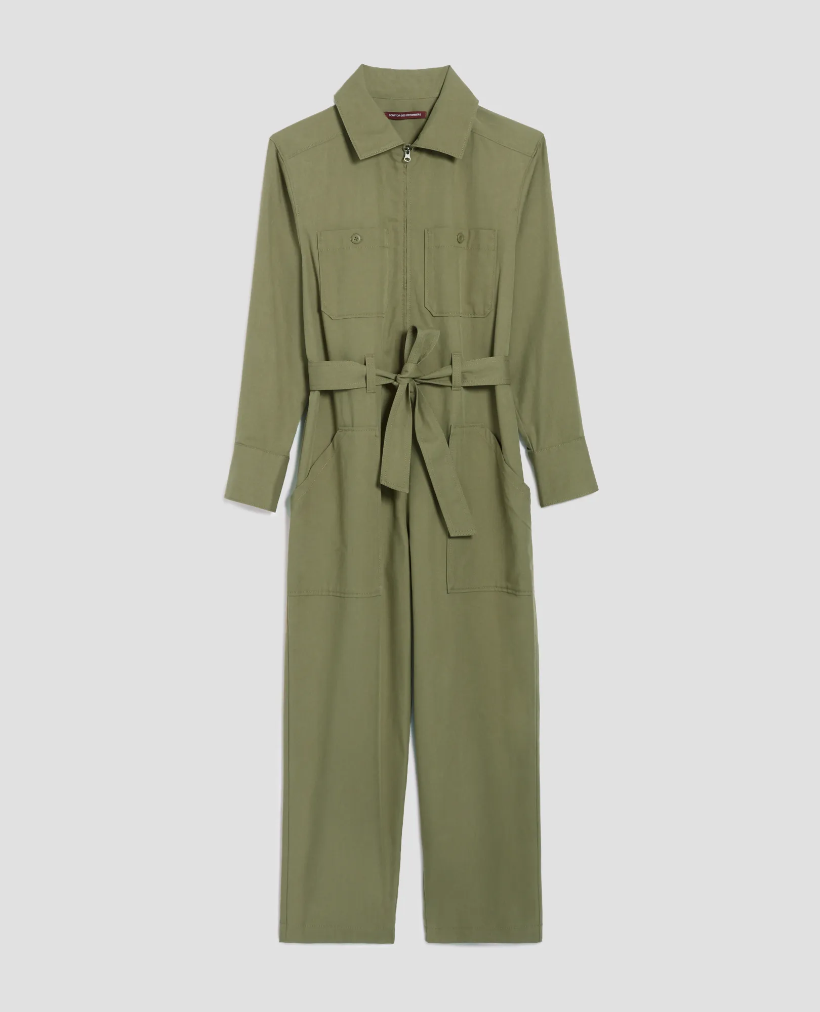Mono cargo con cremallera covert green
