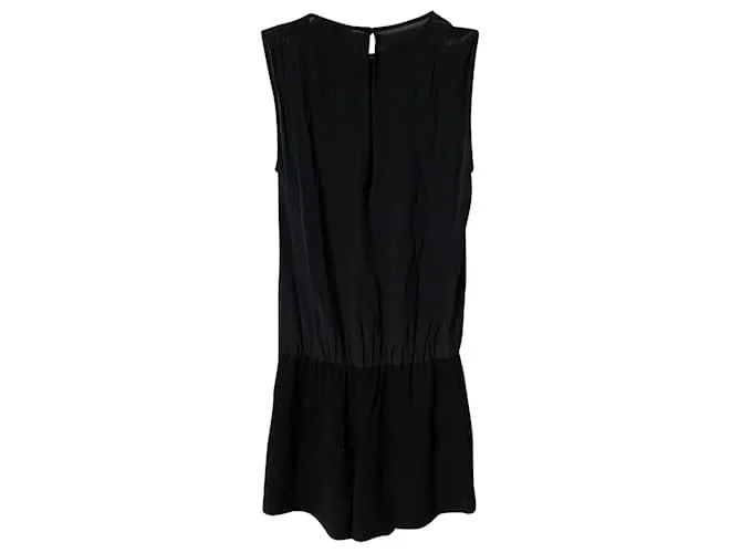 Mono Maje con Detalle de Escote en V en Seda Negra Negro 