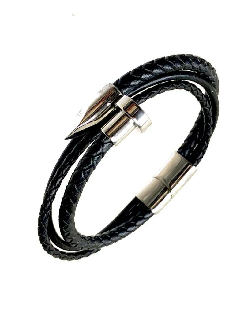 ORIGINALES PULSERAS DE HOMBRE NEGRAS CON CLAVO DE ACERO