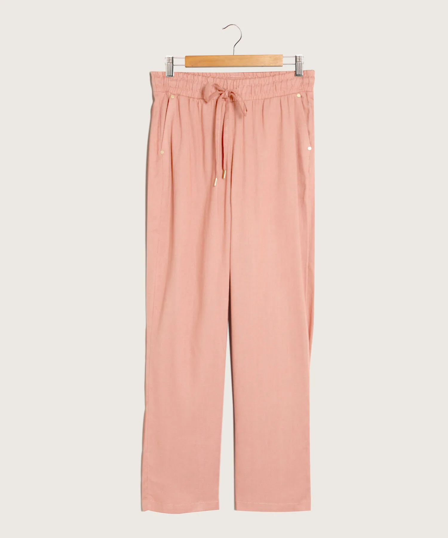 PANTAL&OACUTE;N PRETINA RESORTADA  EN EFECTO LINO