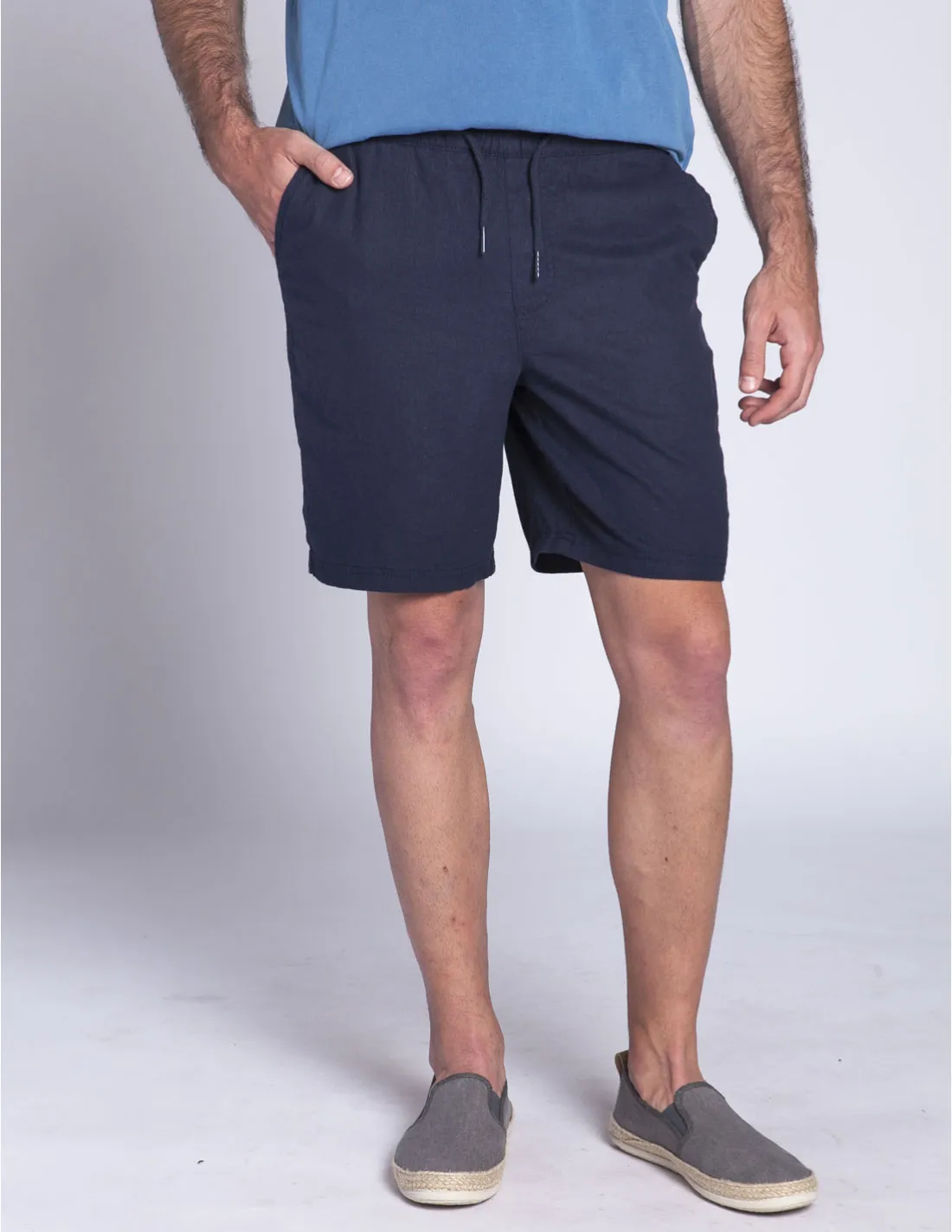 PANTALON CORTO LINO AZUL AURELIUS SOLID