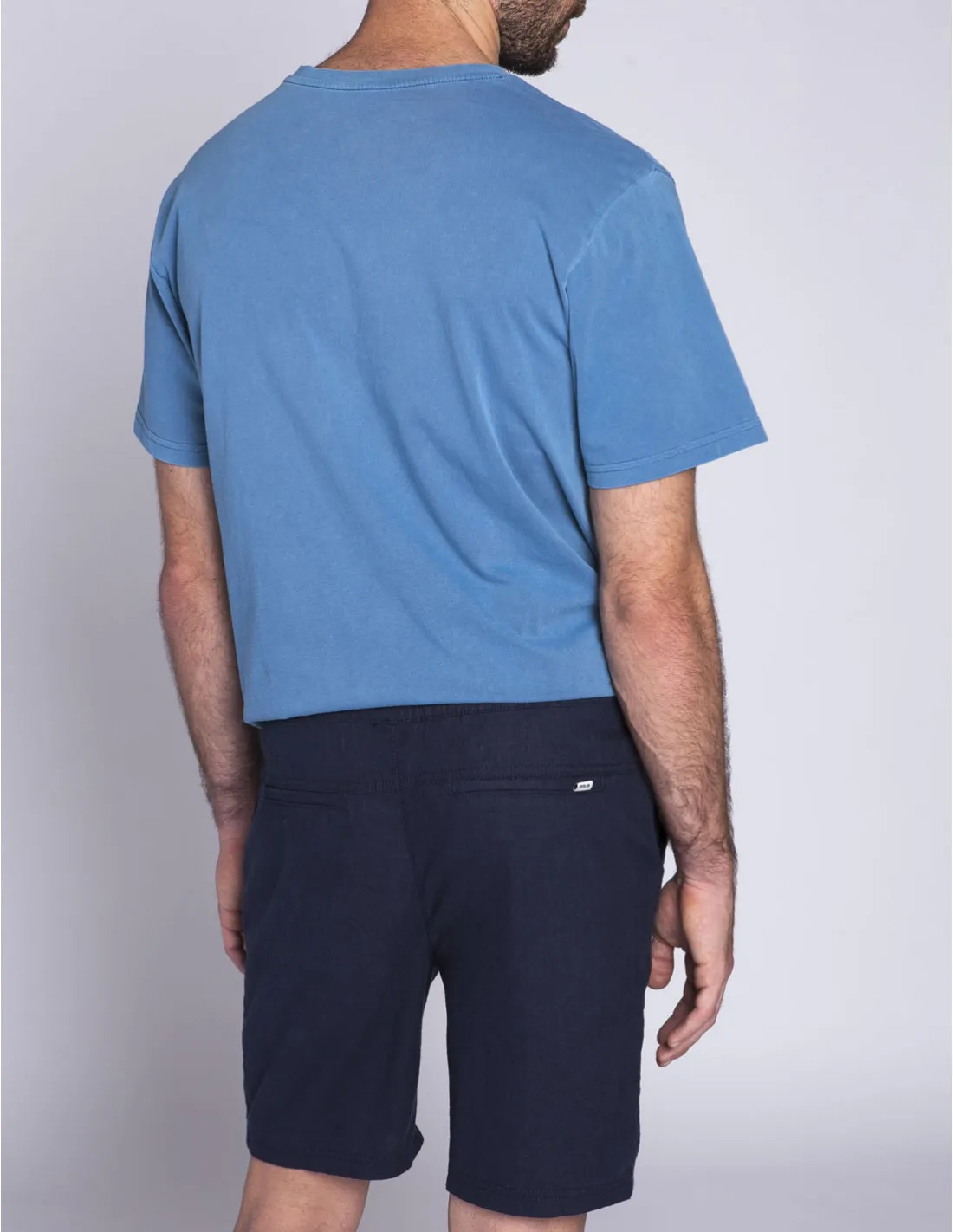 PANTALON CORTO LINO AZUL AURELIUS SOLID