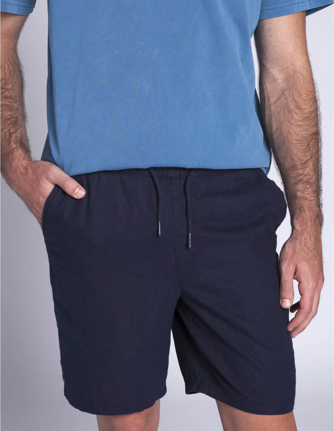 PANTALON CORTO LINO AZUL AURELIUS SOLID