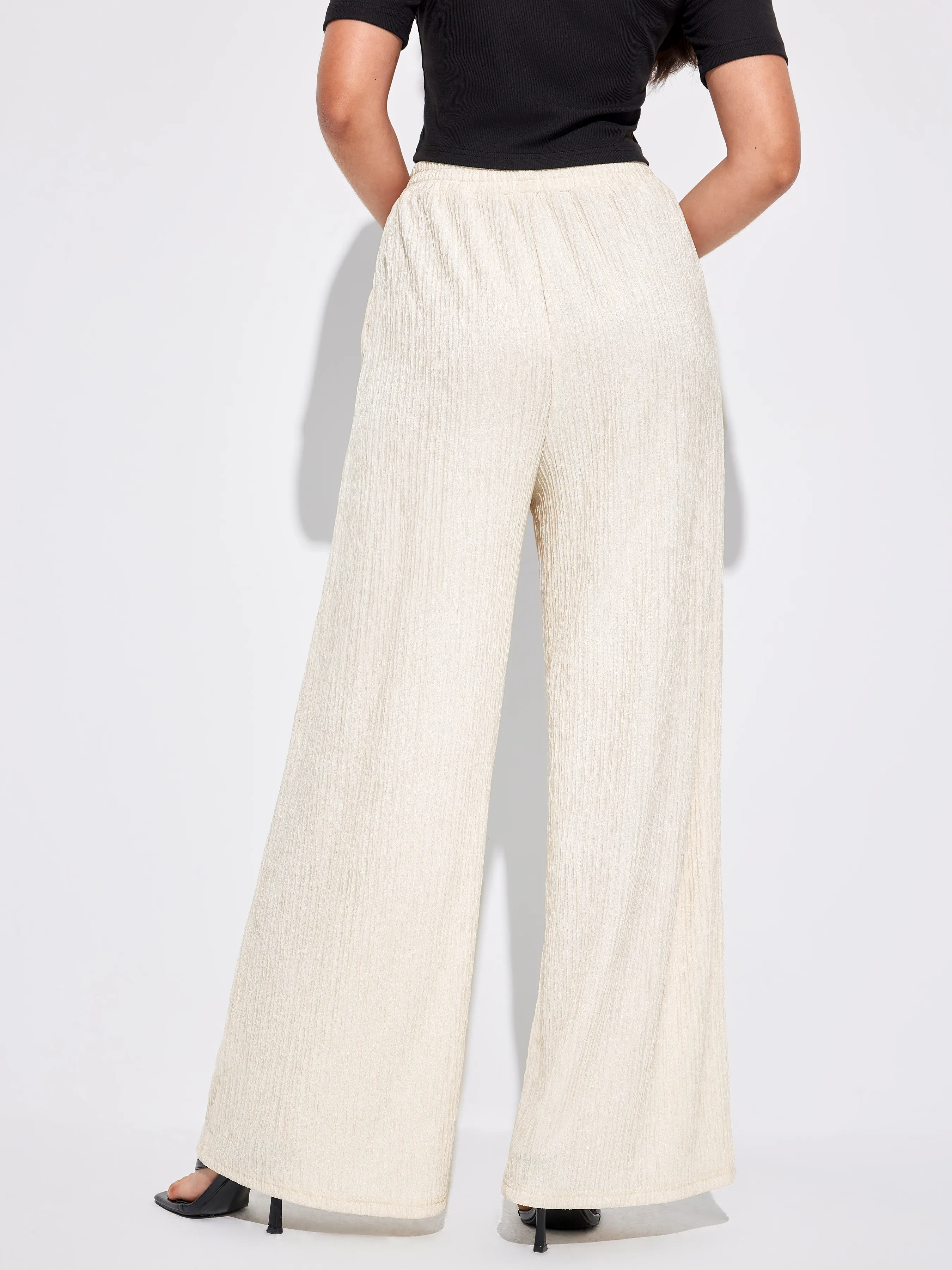  Pantalones de Pierna Ancha con Textura